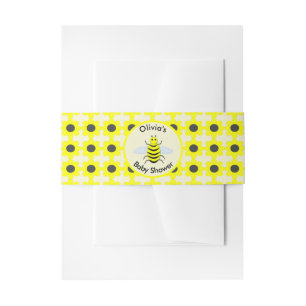 Bandeau De Faire-part Bébé jaune mignon abeille Baby shower neutre