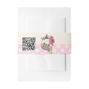 Bandeau De Faire-part Bébé personnalisé Giraffe rose Invitation Bandes v
