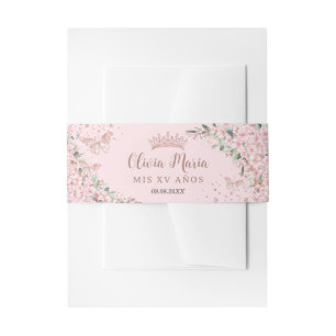 Bandeau De Faire-part Beurre d'or Rose de fleurs de cerisiers Quinceaner