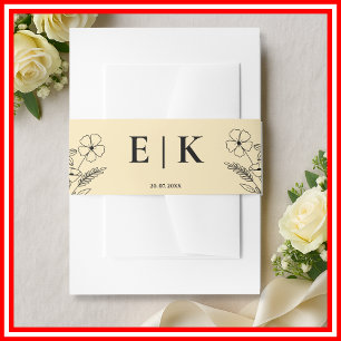 Bandeau De Faire-part Beurre Jaune Fleur sauvage Mariage Monogramme
