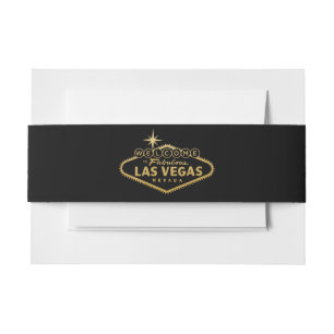 Bandeau De Faire-part Bienvenue à Las Vegas Sign Gold et Black
