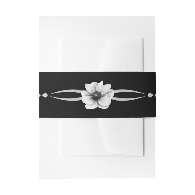 Bandeau De Faire-part Black and White Floral Belly Band (Devant example)