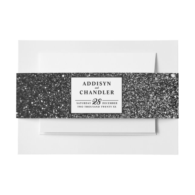 Bandeau De Faire-part Black and White Glam Chic Moderne Parties scintill (Devant Example)