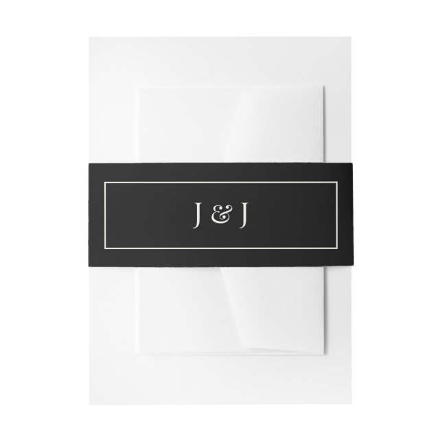 Bandeau De Faire-part Black and White Invitation Belly Band (Devant example)