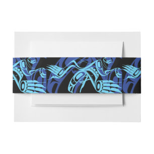 Bandeau De Faire-part Black Blue Haida Eagle Thunder Bird Art autochtone
