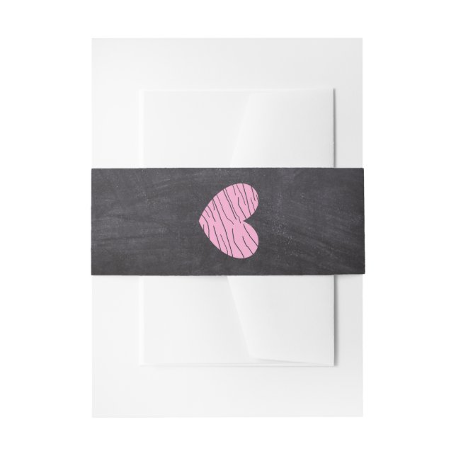 Bandeau De Faire-part Black Chalkboard et Pink Heart Belly Band (Devant example)