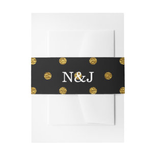 Bandeau De Faire-part Black & Gold Faux Foil Pois moderne Glam