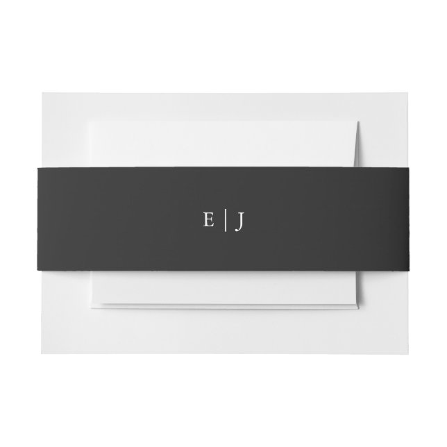 Bandeau De Faire-part Black Monogram Invitation Bande de ventre (Devant Example)