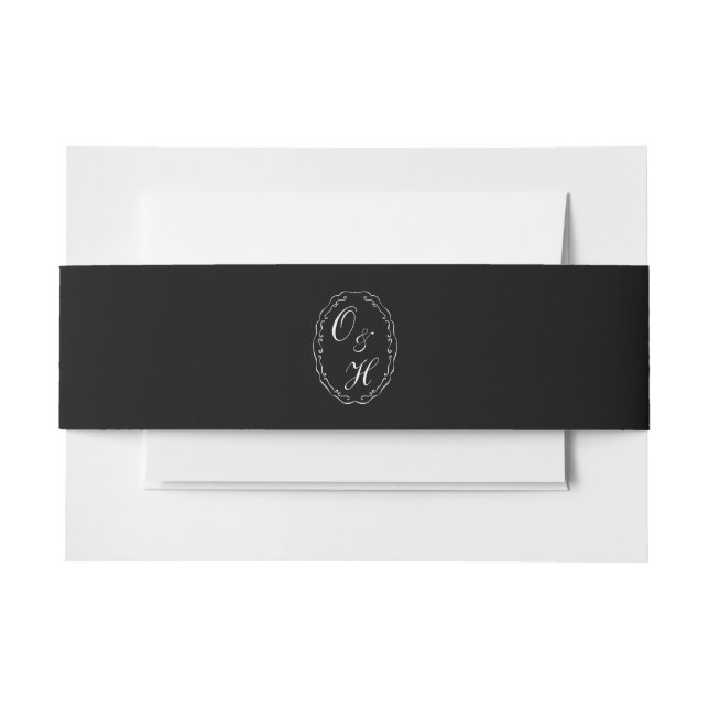 Bandeau De Faire-part Black Tie Wedding Monogram Belly Band (Devant Example)