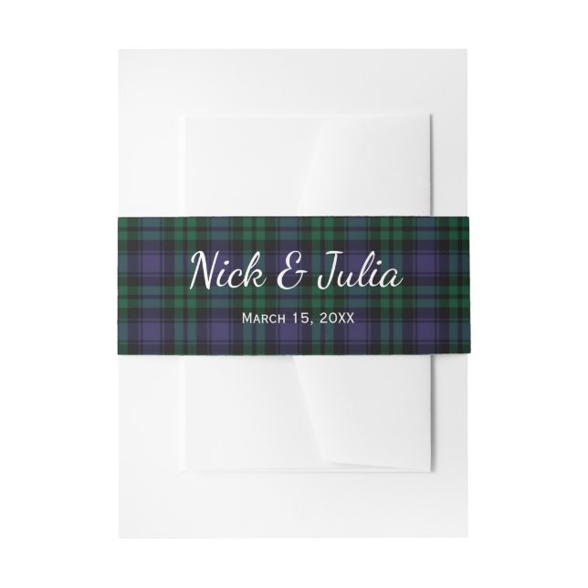 Bandeau De Faire-part Black Watch Tartan, Plaid Wedding (Devant example)