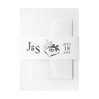 Bandeau De Faire-part Black & White Hand Drawn Monogram Wedding
