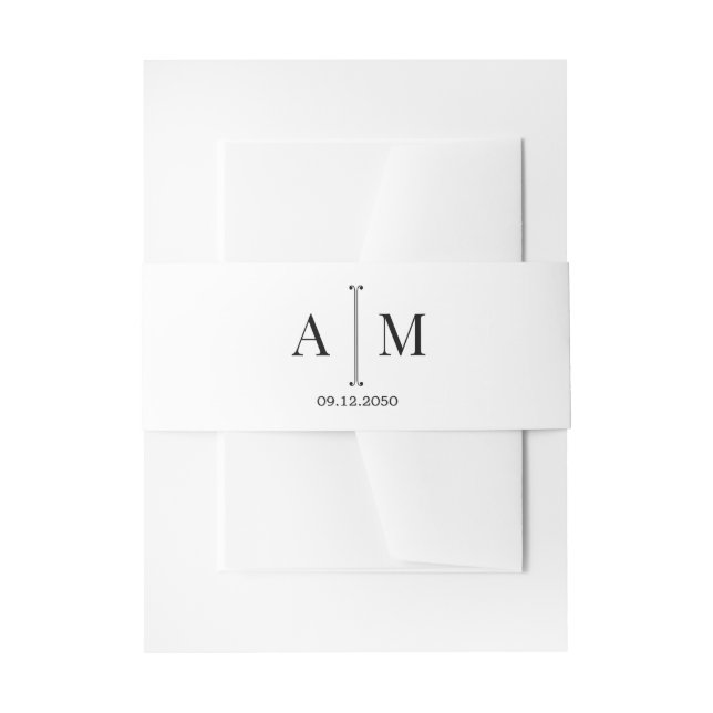 Bandeau De Faire-part Black White Monogram Simple Minimal Wedding (Devant example)
