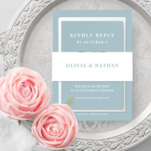 Bandeau De Faire-part Blanc avec texte bleu en poudre MARIAGE