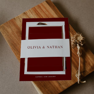 Bandeau De Faire-part Blanc avec texte rouge foncé MARIAGE