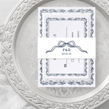 Blanc et Bleu | Nœud Coquet Chic avec Monogramme