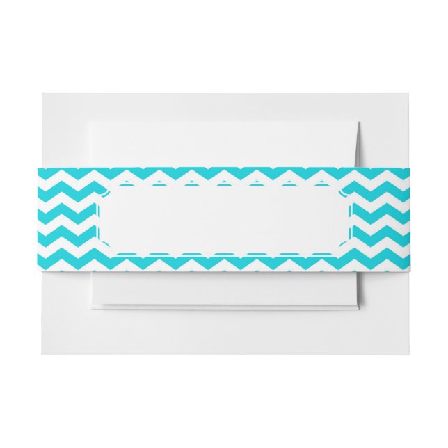Bandeau De Faire-part Blanc et motif de zigzag d'Aqua (Devant Example)