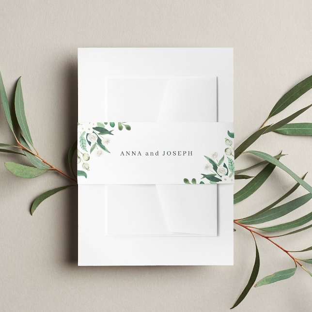 Bandeau De Faire-part Blanc | Mariage botanique d'aquarelle de serre (Créateur téléchargé)