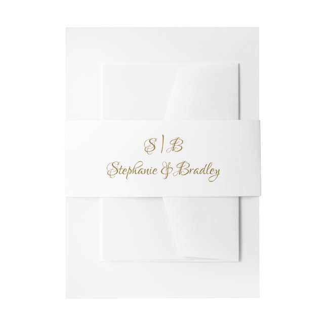 Bandeau De Faire-part Blanc Or Elegant Simple Mariage moderne (Devant example)