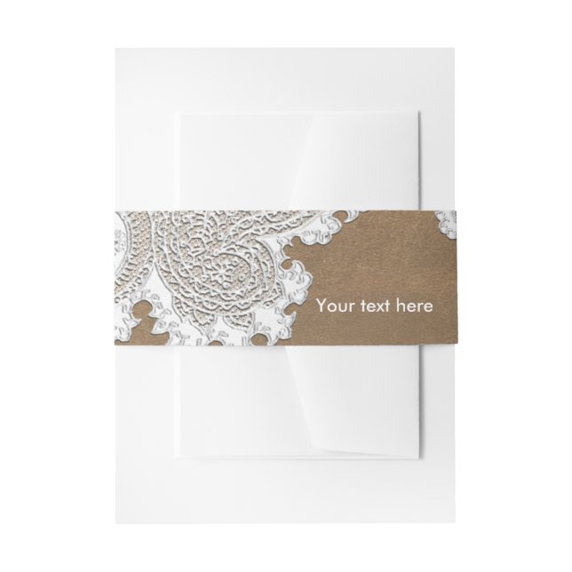Bandeau De Faire-part Blanche dentelle et Brown rustique chic mariage él (Devant example)