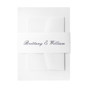 Bandeau De Faire-part Blancs classiques avec Bleu Blinly Band Navy