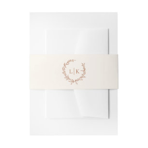 Bandeau De Faire-part Blason de feuille de monogramme élégant en terre c