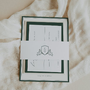 Bandeau De Faire-part Blason monogramme botanique vert BRUNSWICK