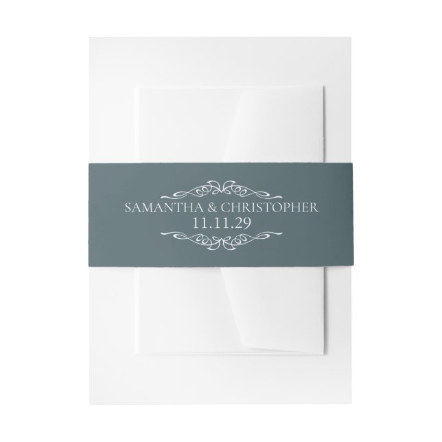 Bandeau De Faire-part Bleu ardoise simple (Devant example)