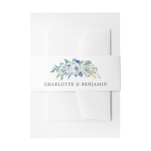 Bandeau De Faire-part Bleu blanc pivoine Floral Custom Printemps Mariage