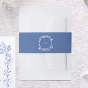 Bandeau De Faire-part Bleu Botanique Chinoiserie Crest Monogramme Mariag