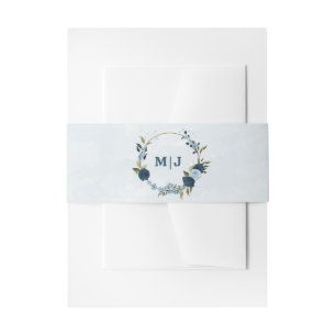 Bandeau De Faire-part bleu clair marine fleurs mariage