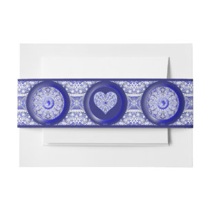 Bandeau De Faire-part Bleu de dentelle en céramique de Grèce