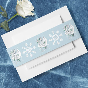 Bandeau De Faire-part Bleu des flocons de neige du dragon blanc d'hiver