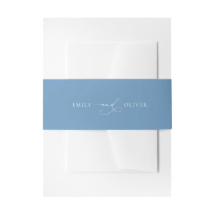 Bandeau De Faire-part Bleu Dusty simple avec Mariage blanc