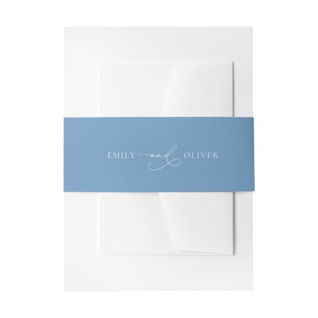 Bandeau De Faire-part Bleu Dusty simple avec Mariage blanc (Devant example)