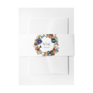 Bandeau De Faire-part Bleu marine, orange et marron 5 floral 2