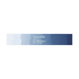 Bandeau De Faire-part Bleu marine rayures aquarelle ombre mariage