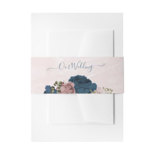 Bandeau De Faire-part bleu marine rose mariage