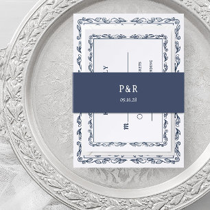 Bandeau De Faire-part Bleu Minuit Monogramme Simple