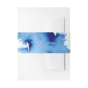 Bandeau De Faire-part Bleu naby foncé chic d'AQUARELLE ÉLÉGANTE