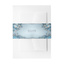 Bleu Ornate Floral Invitation Bande Belly