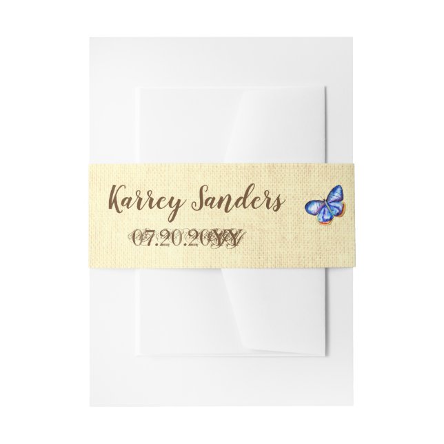 Bandeau De Faire-part Bleu Papillon Canvas Invitation Bandes Belly (Devant example)