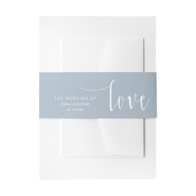 Bandeau De Faire-part Bleu Poussiéreux Écriture Calligraphique Moderne D (Devant example)