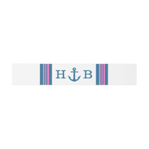 Bandeau De Faire-part Bleu rose Ancre nautique Invitation Bandes de vent