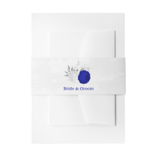 Bandeau De Faire-part bleu royal et fleurs blanches argent mariage botan
