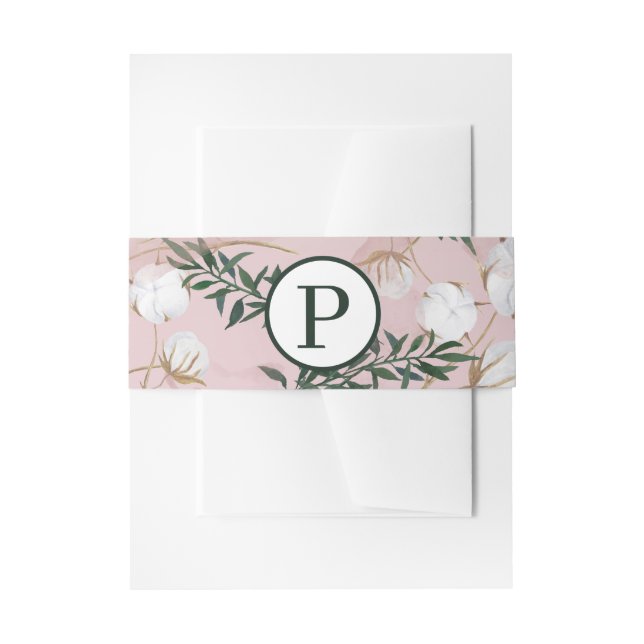 Bandeau De Faire-part Bleu Taupe Coton Floral Verdure Mariage rustique (Devant example)