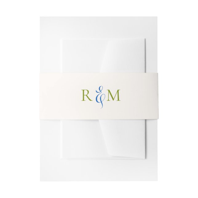 Bandeau De Faire-part Bleu vert clair Simple Monogramme Mariage (Devant example)