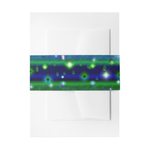 Bandeau De Faire-part Bleu vert rayures avec étoiles et Raindrops