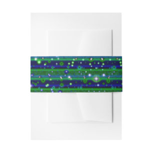 Bandeau De Faire-part Bleu vert rayures avec étoiles et Raindrops