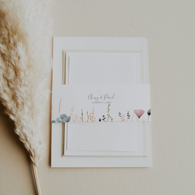 Bandeau De Faire-part Blissful Colorful Boho Wildflower Wedding  (Créateur téléchargé)