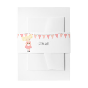 Bandeau De Faire-part Blonde mignonne Anniversaire fille et chiot